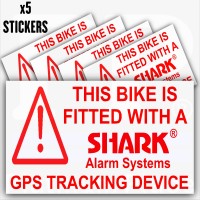 5 x Bicycle Security Stickers-GPS Tracker-Tracking DeviceWarning-Mountain,Racing,Bike,Cycling,Motorbike,Motorcycle,BMX-Shark Alarm Systems 